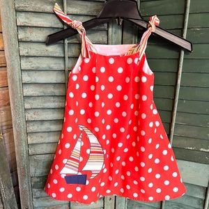 Chocolate soup dress sailboat red polka dot size 4